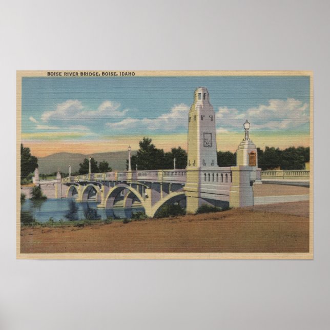 Boise, ID - Blick auf die Boise River Bridge Poster (Vorne)