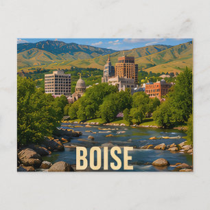 Boise Idaho Fluss Berg Reise Souvenir Postkarte