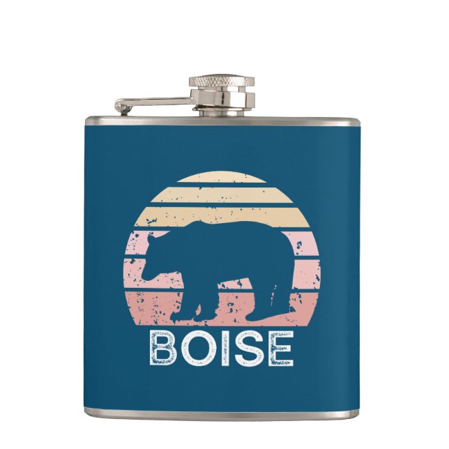 Boise Idaho Retro Bear Flachmann (Vorderseite)