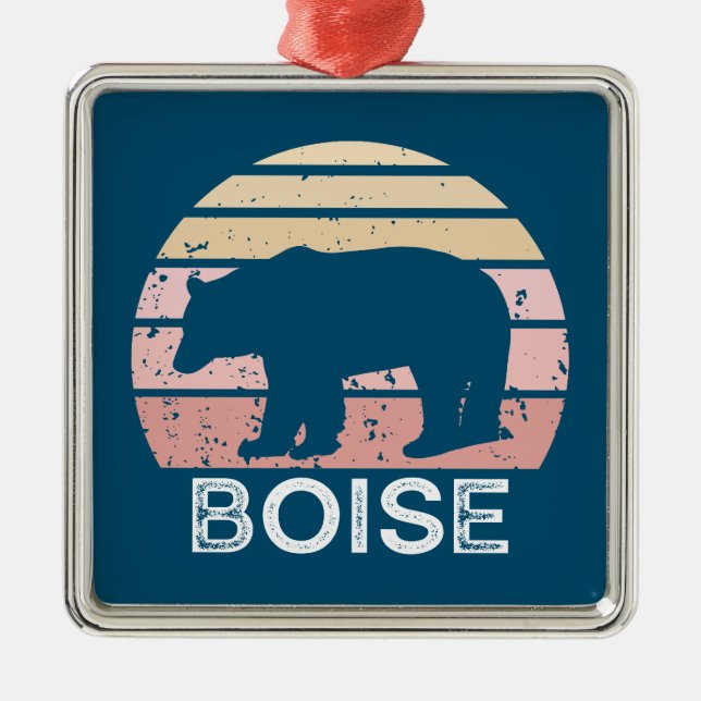 Boise Idaho Retro Bear Ornament Aus Metall (Vorne)