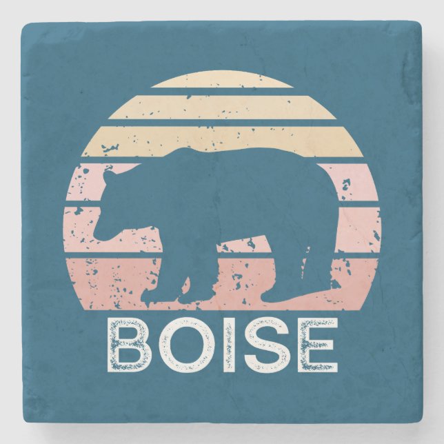Boise Idaho Retro Bear Steinuntersetzer (Vorderseite)