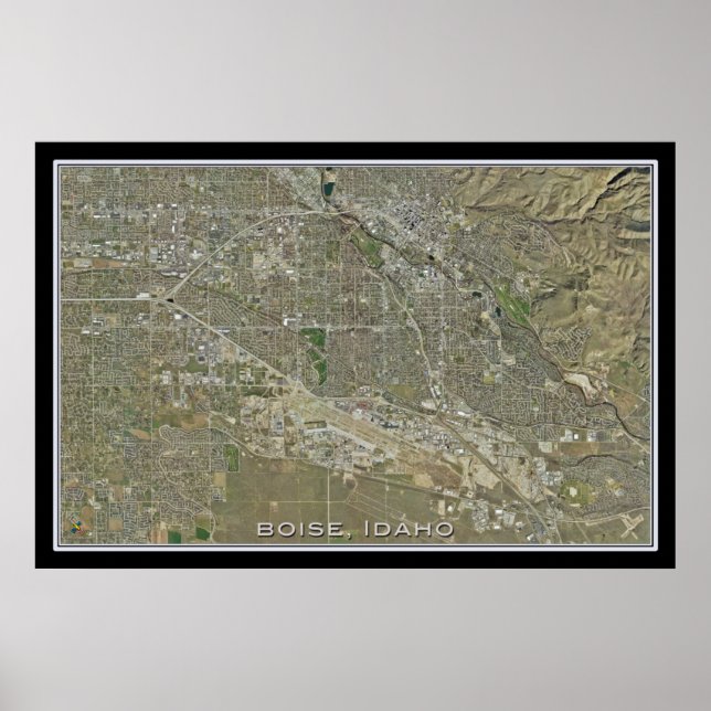 Boise Idaho von Space Satellite Poster Karte (Vorne)