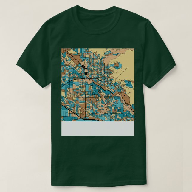 Boise Map Motif en Mid Century Pastel TShirt (Design devant)