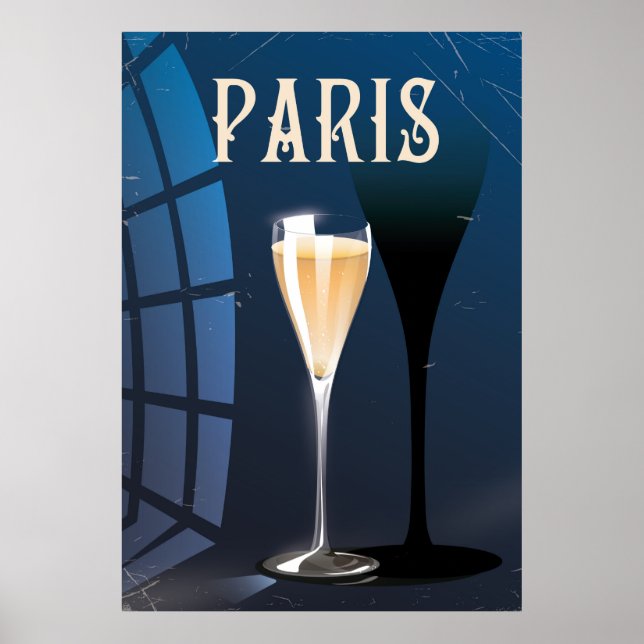 Boisson à vin de Paris affiche de voyage de style  (Devant)
