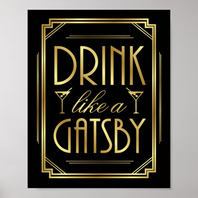 BOISSON Art Déco COMME UN GATSBY Sign Print (Devant)
