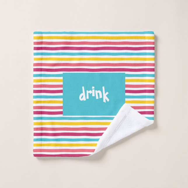 "boisson" Coloré Striped Candy Drôle (Gant de toilette)