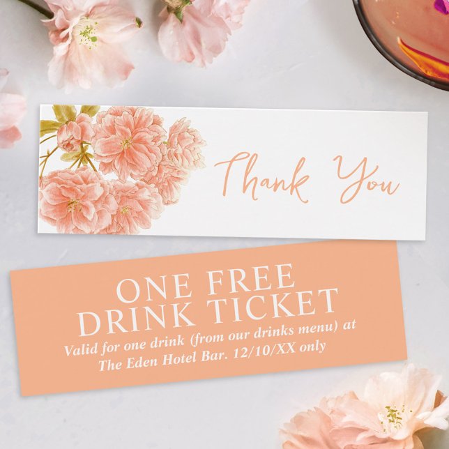 Boisson gratuite mariage voucher fleur de pêche (Créateur téléchargé)