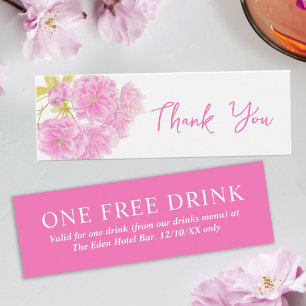 Boisson gratuite mariage voucher fleur rose
