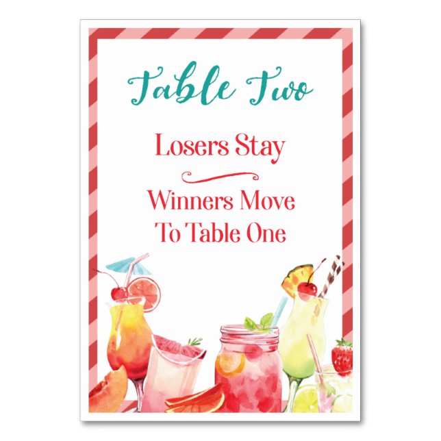 Boissons d'été Carte de table Deux Bunco (Par défaut)