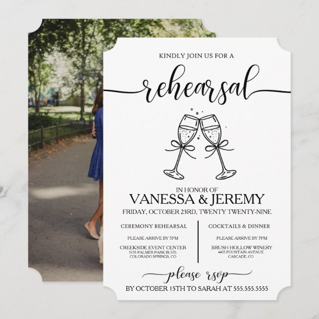 Boissons et vaches Répétition Dîner Invitation (Devant / Derrière)