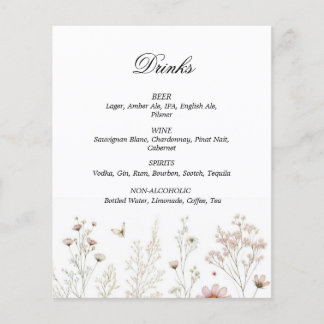 Boissons minimalistes d'été fleurs sauvages menu m