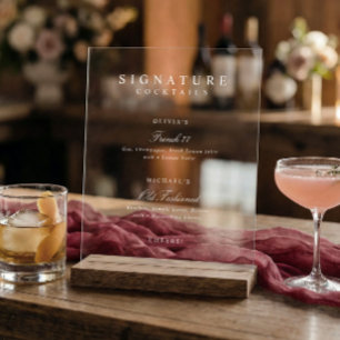 Boissons Signature Élégant Simple Bar de Mariage B