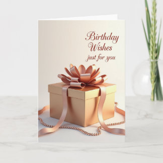 Boîte à cadeau avec carte pour anniversaire dorée