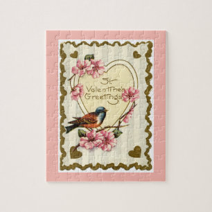 Boîte à cadeau de puzzle vintage Bird Rose Valenti