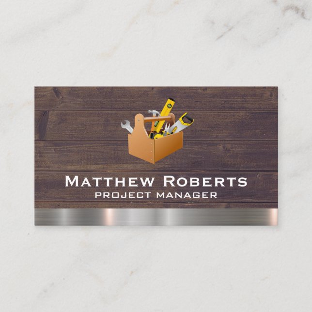 Boîte à outils | Cartes en bois Métalliques brossé (Devant)
