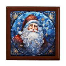 Classique Santa Claus Bleu Vitrail