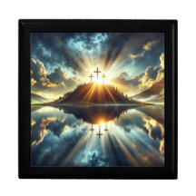 Trois croix sur un lac