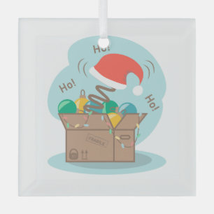 Boite artisanale avec décoration de Noël et chapea