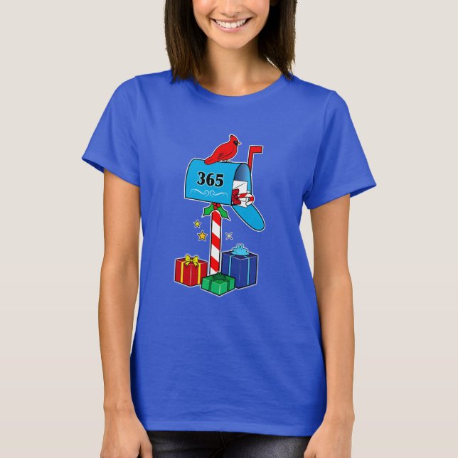 Boîte aux lettres de Noël avec T-shirt cardinal et (Devant)
