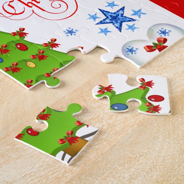 Boîte cadeau de Noël puzzle pour enfants blanc (Côté)