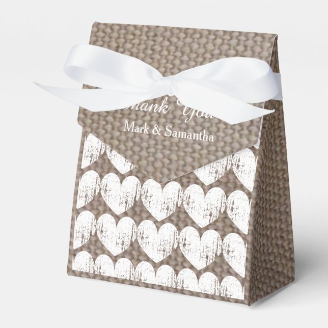 Boite de faveur de mariage chic de pays burlap per (Verso)