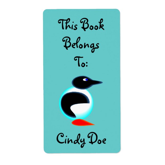 Boite Livre Étiquette Amusant Penguin Bird Neon Cu (Devant)