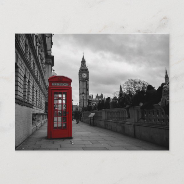 Boîte téléphonique rouge à Londres carte postale (Devant)