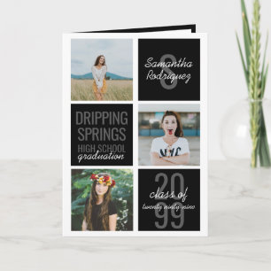 Boîtes de 4 photos en noir Invitation à la graduat