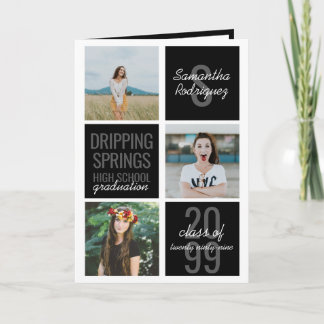 Boîtes de 4 photos en noir Invitation à la graduat