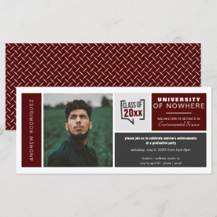 Boîtes Maroon & Photo Large Graduation Invitation