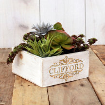 Boîtier en bois gravé blanc 7x7