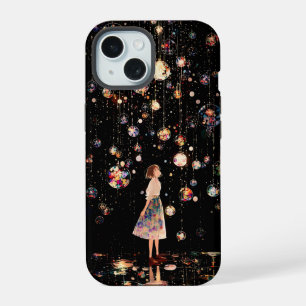 Boîtier iPhone 15 Nuit étoilée aux orbes lumineuse