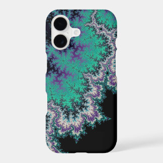 Boîtier iPhone X fractal noir, sarcelle et violet