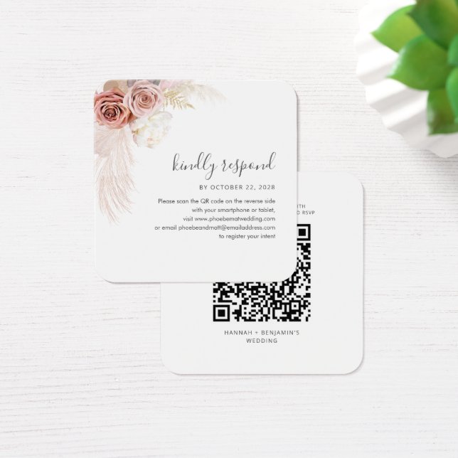 Boîtier Mariage de code QR Pampas Grass RSVP (Bureau)