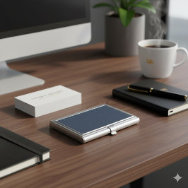 Boîtier Pour Cartes De Visite Sleek Blue Textured Modern