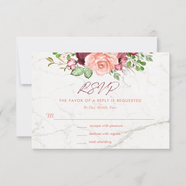 Boîtier RSVP Elegant Burgundy Mauve Peach (Devant)