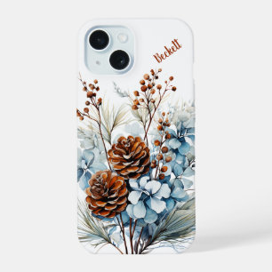 Boîtier téléphonique floral d'hiver personnalisé