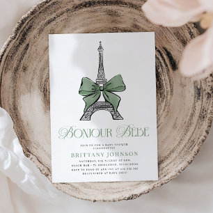 Bojour Bebe Elegant Parisian Baby Shower Einladung