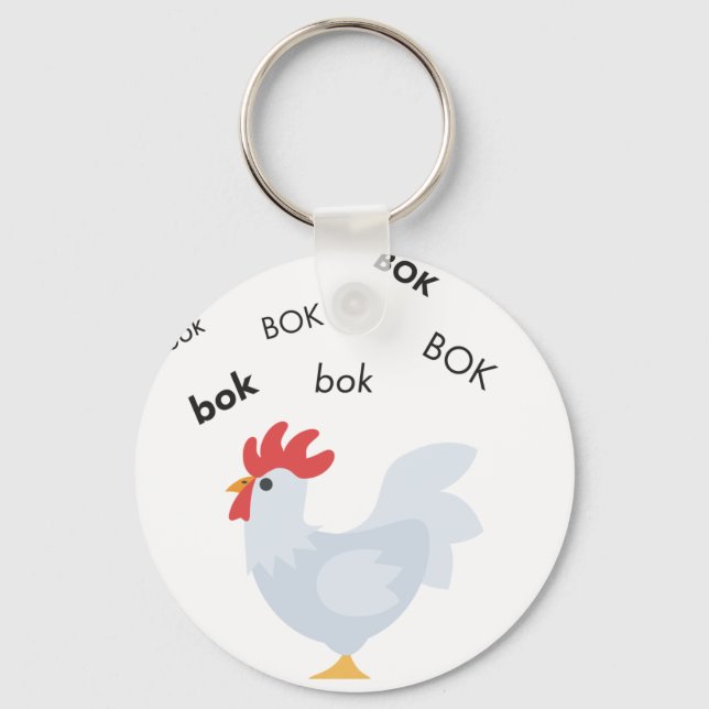 Bok Chicken Niedlich Emoji Schlüsselanhänger (Vorderseite)