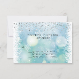 Bokah Snowflakes Carte de réponse aux mariages hiv