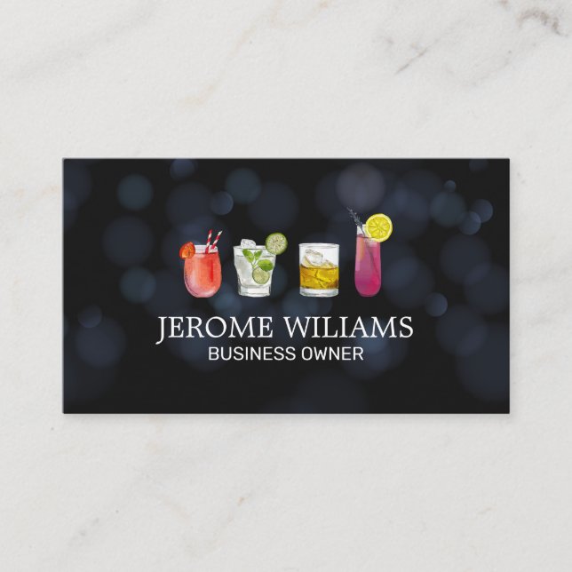 Boke Lights | Gemischte Cocktailgetränke Visitenkarte (Vorderseite)