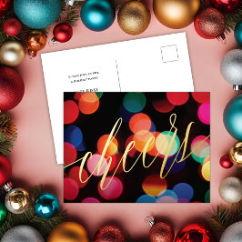 Bokeh Colorful Cheers Gold Foil Invitation de vaca