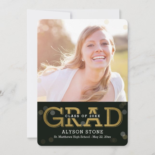 Bokeh Editable Color Photo Graduation Invitation (Devant)