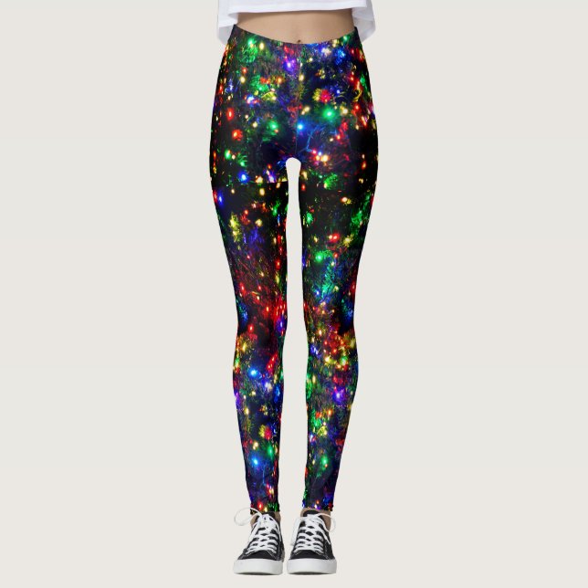 Bokeh farbenfrohe Lichter Festlicher Spaß Weihnach Leggings (Vorderseite)