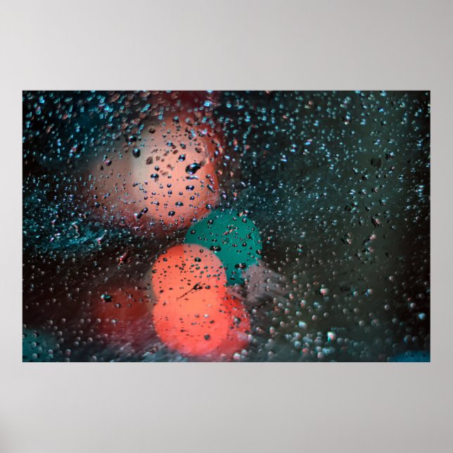 Bokeh-Fotografie von Wassertropfen auf klarem Glas Poster (Vorne)