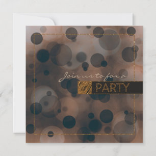 Bokeh Glam Brown Beige & Gold PARTY Invitations