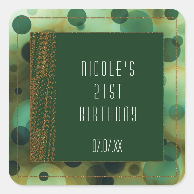 Bokeh Glam Green & Gold Fevor Stickers (Vorderseite)