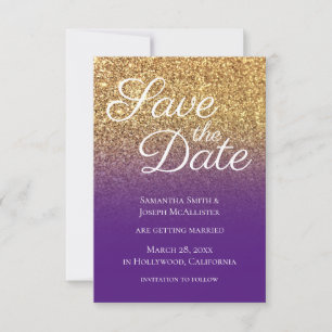 Bokeh Gold Glitzer Royal Lila Ombre Save The Date