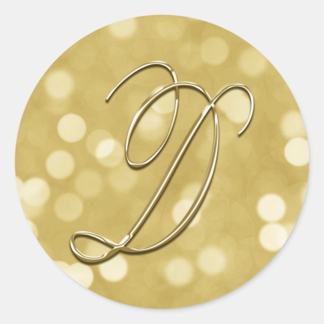Bokeh Gold Monogram D Umschlag Aufkleber (Vorderseite)