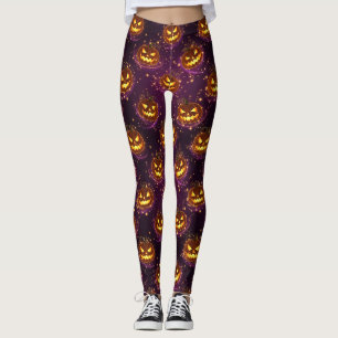 Bokeh Halloween Leuchtender Kürbis (2) Leggings